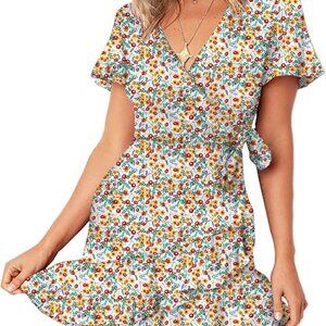Amazon Floral Short Sleeve Wrap Dress